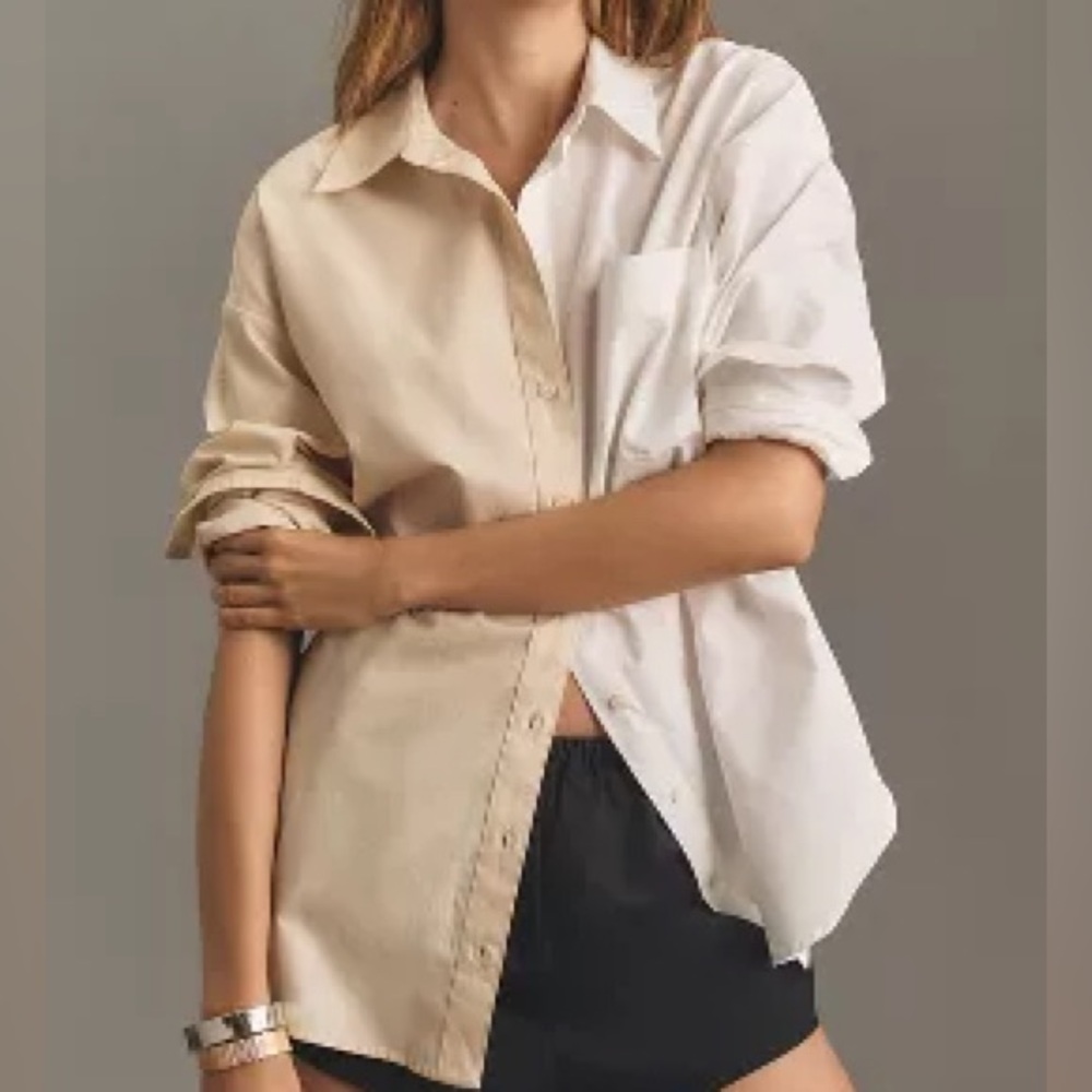 Anthropologie | BENNET BUTTONDOWN SHIRT BY MAEVE | Neutral Colorblock